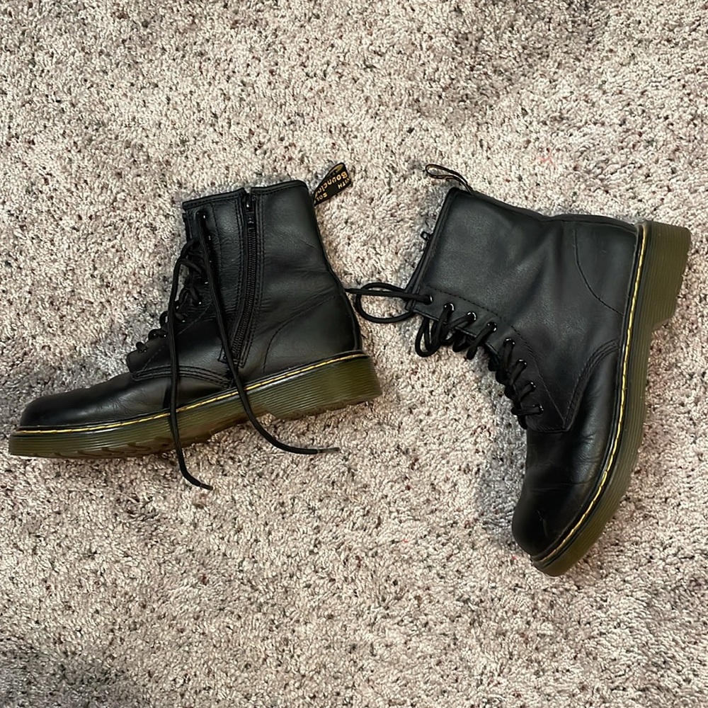 Dr Martins Black Combat Leather Zip Up Boots‎ Size 5 - Picture 3 of 6